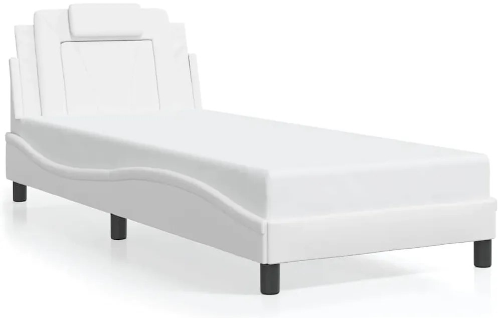 3208069 vidaXL Рамка за легло Viana без матрак, бяла, 90x200 см, изкуствена кожа