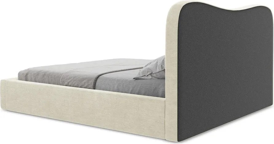 Бежово двойно легло 140x200 cm тапицирано с място за съхранение с включена подматрачна рамка Kahai – Makamii