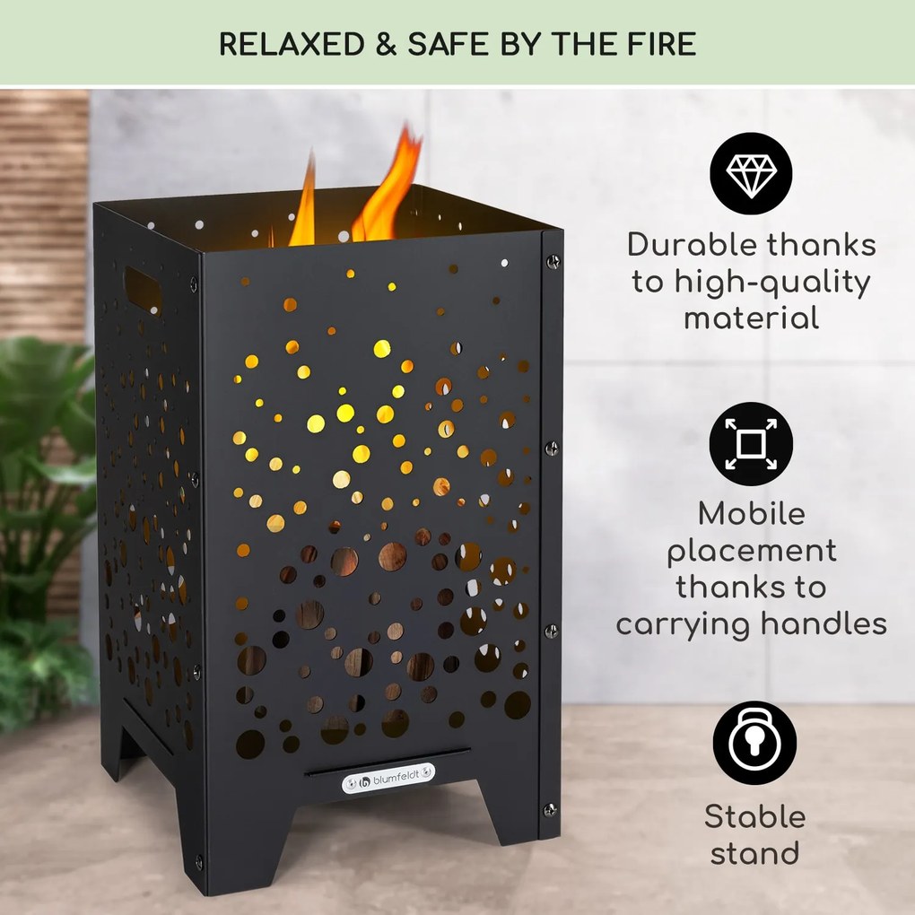 Blumfeldt Bazman Стоманено огнище Стабилен перфориран модел и дъждобран