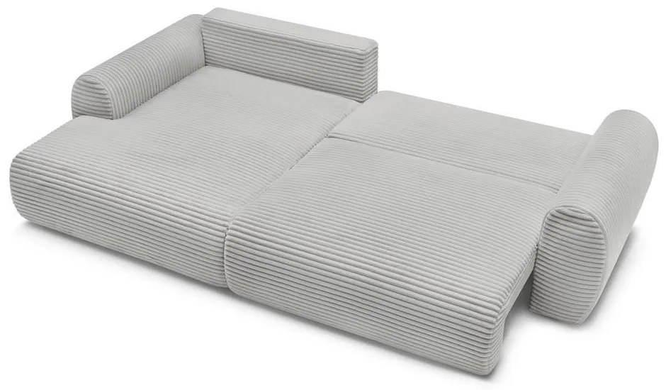 Светлосив разтегателен ъглов диван от рипсено кадифе (ляв ъгъл) Lucien – Bobochic Paris