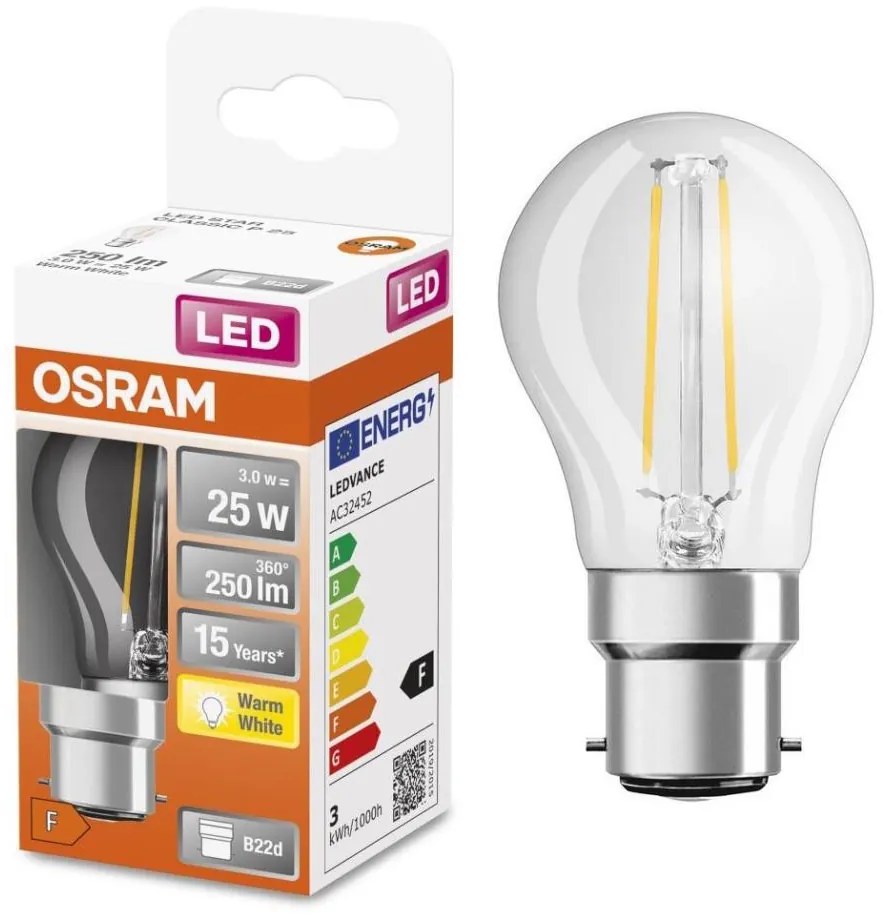 LED Крушка FILAMENT P45 B22d/3W/230V 2700K - Osram