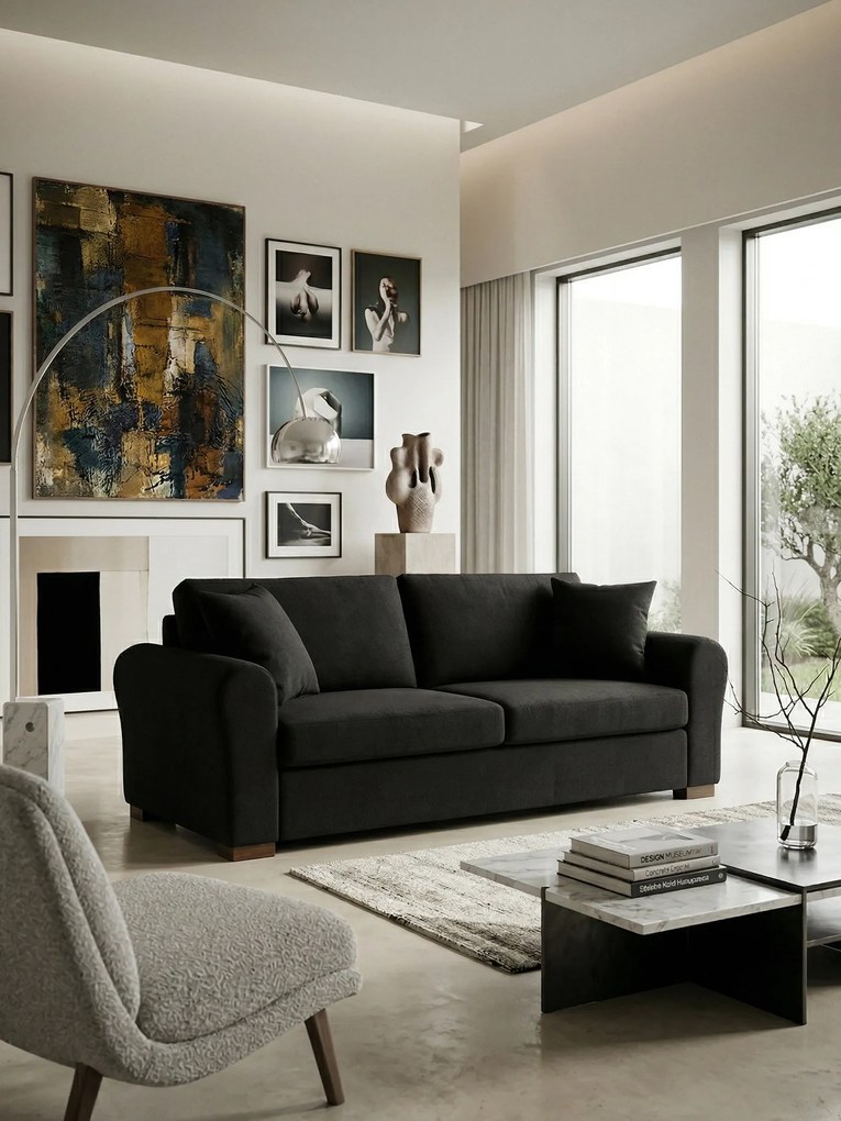 Диван Orpheas триместен-230φ 90D cm-Black