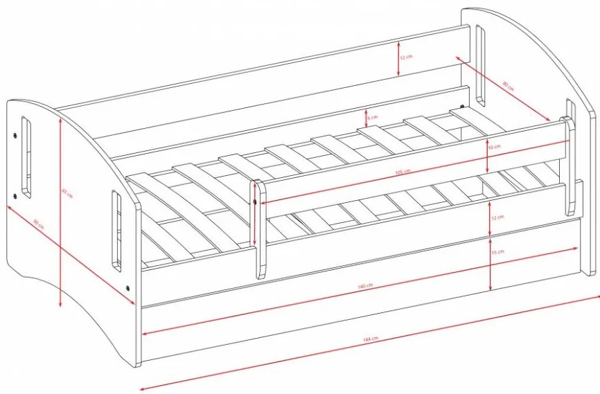 Детско легло класически II-Roz-140 x 80