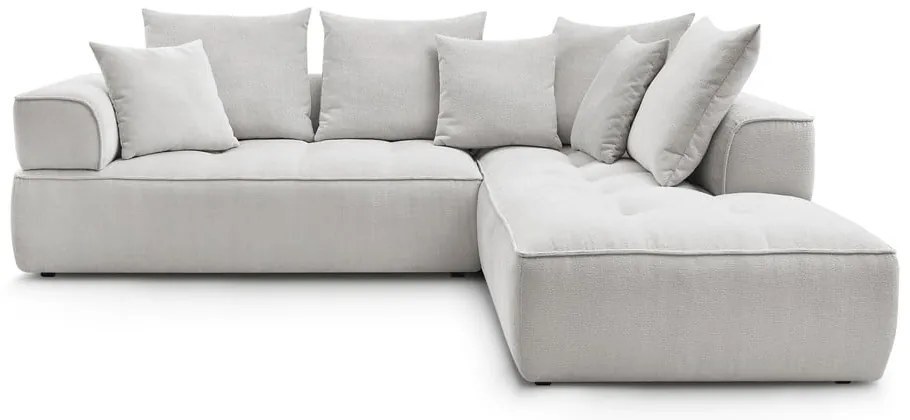Светлосив шенилов ъглов диван (десен ъгъл/L форма) Whesley – Bobochic Paris