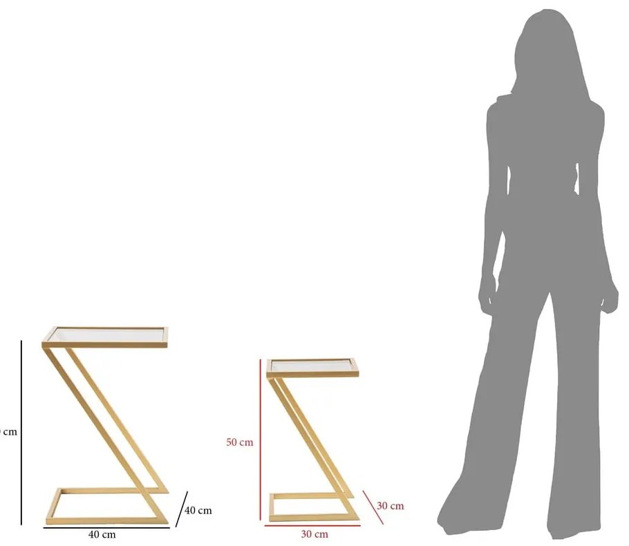 Странични масички в комплект от 2 броя със стъклен плот 40x40 cm Zet - Mauro Ferretti