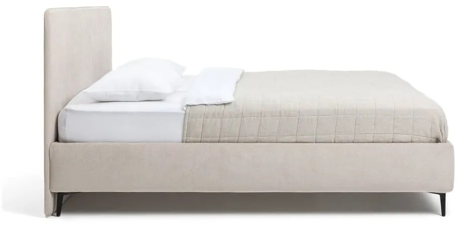 Бежово тапицирано двойно легло с матрак и решетка 180x200 cm Noira Slim - Bonami Selection