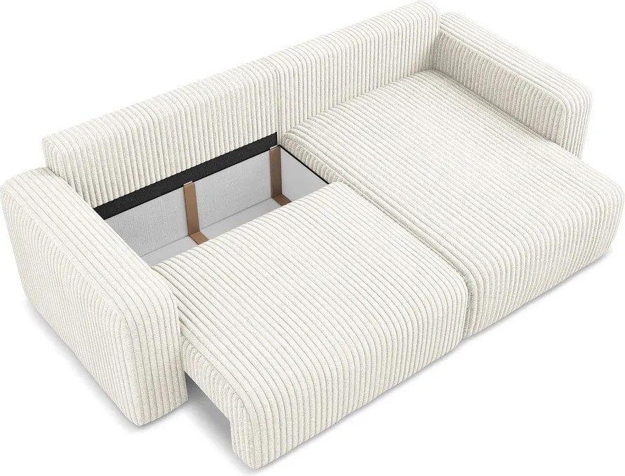 Кремав сгъваем/с място за съхранение ъглов диван от рипсено кадифе (десен ъгъл) Kona – Makamii