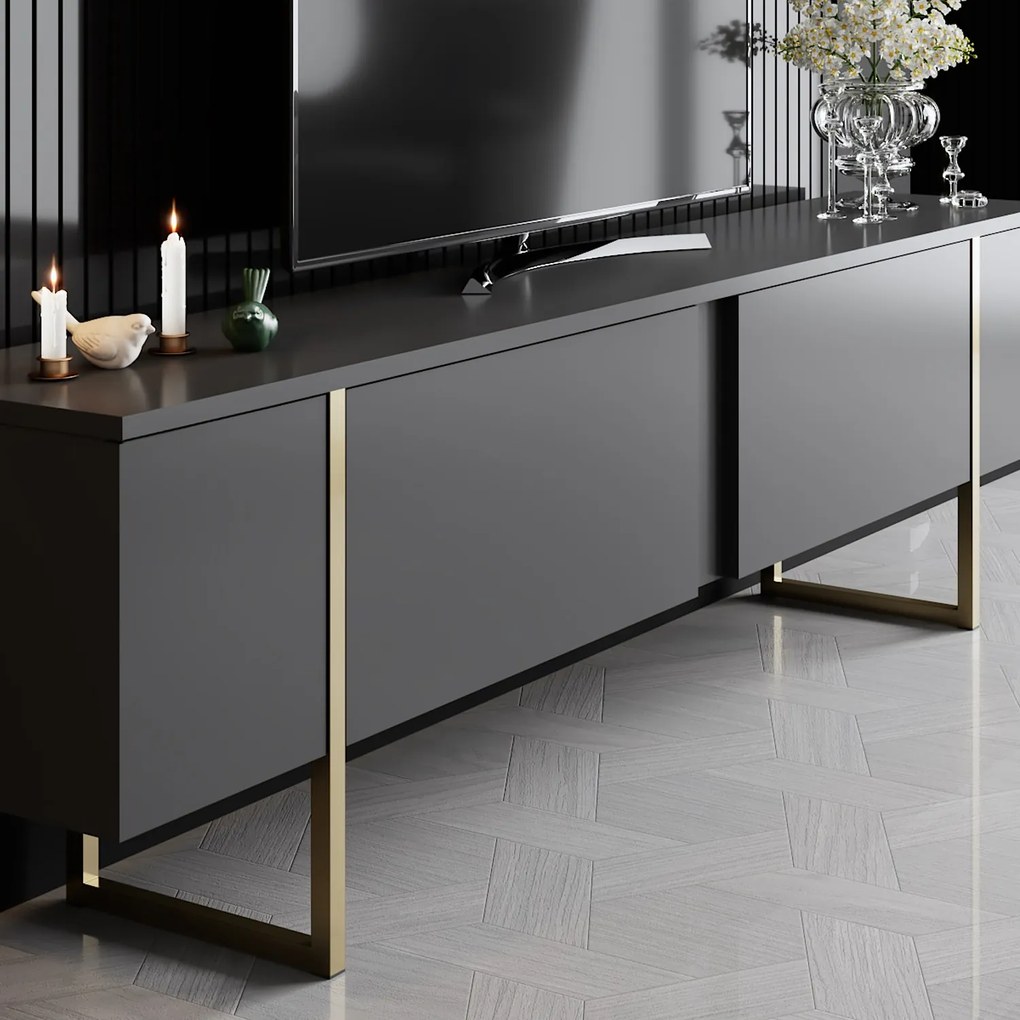 ТВ шкаф Luxe, цвят Антрацит Златен