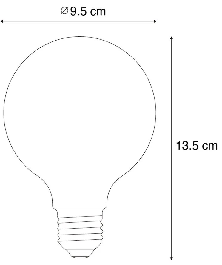 Комплект от 5 димируеми LED спирални филаментни крушки E27 G95 4W 270LM 2700K