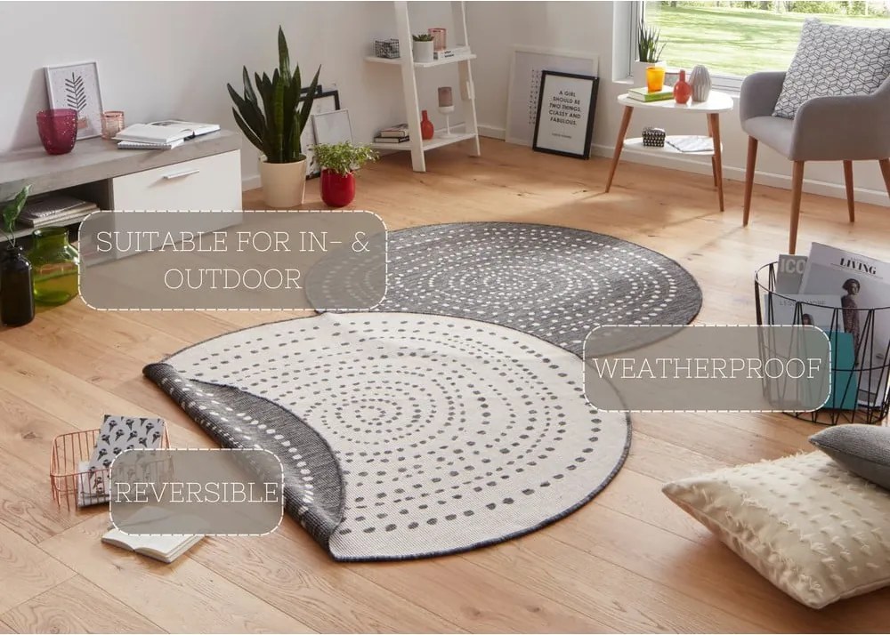 Сив килим за открито , ⌀ 140 cm Bali - NORTHRUGS