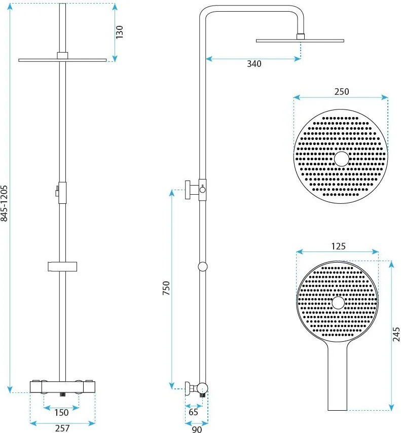 Душ комплект без чучур с термостат Rea Lungo Gold