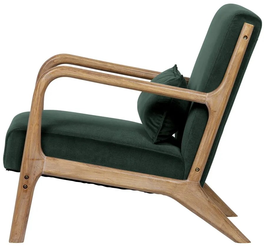 Тъмнозелено кресло от кадифе Mark - WOOOD