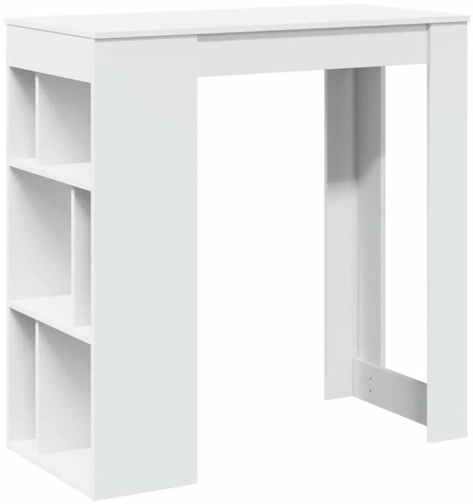 854355 vidaXL Бар маса с рафтове, бяла, 102x50x103,5 см, инженерно дърво