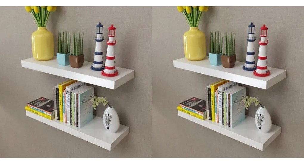 275997 vidaXL Стенни рафтове, 4 бр, бели, 60 см