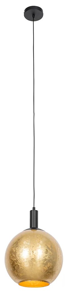 Дизайнерски висящ аплик черен със златно стъкло - Bert