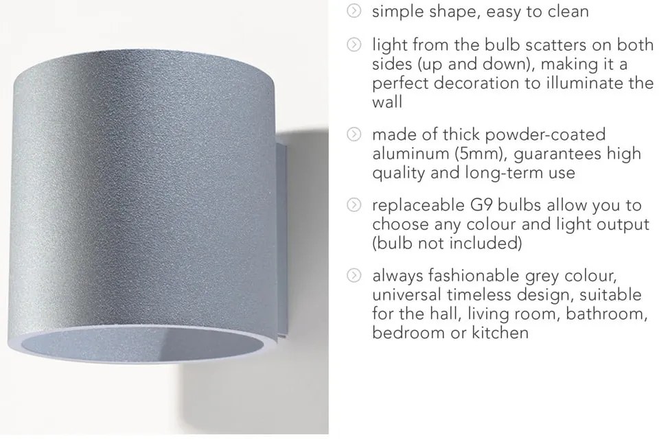 Сива стенна лампа Roda - Sollux