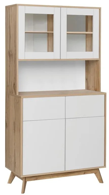 Бяло-естествена витрина от декор от дъб 84x165 cm Skandi – Støraa