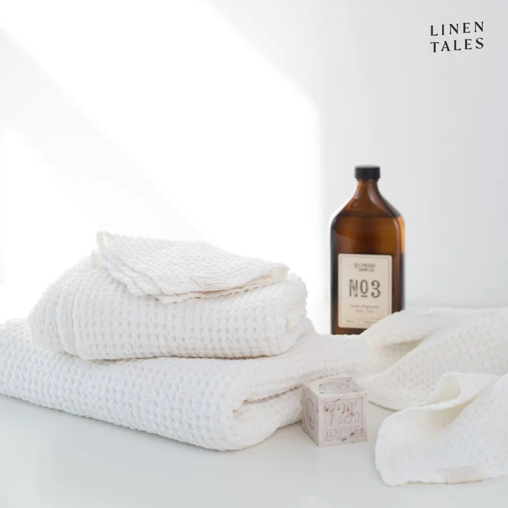 Бели хавлии и кърпи за баня в комплект от 3 Honeycomb - Linen Tales