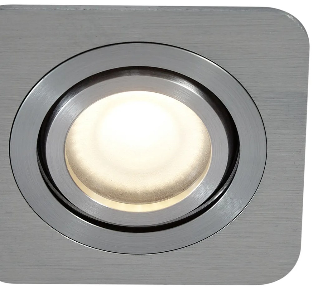 Комплект от 6 заоблени вградени спота Gunmetal GU10 50mm регулируеми IP44 - Alberto