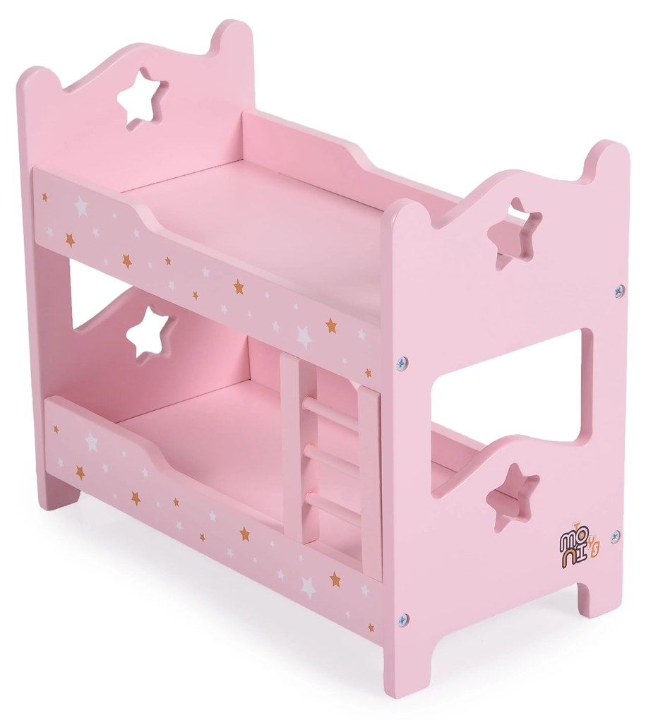 Moni toys  -  Дървена мебел за кукла - двуетажно легло A003