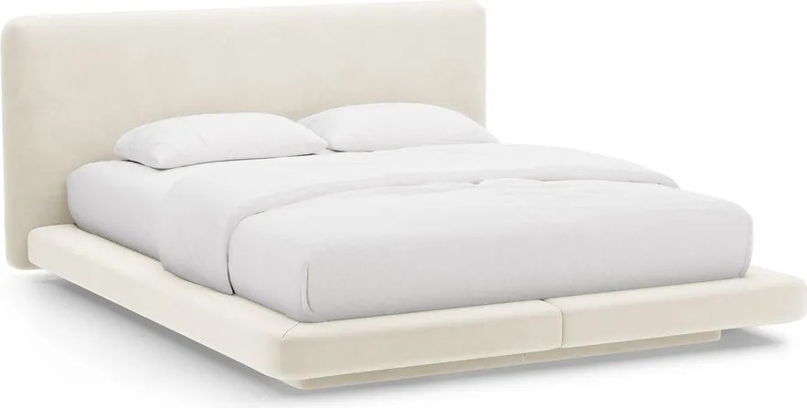 Двойно легло тапицирано в цвят слонова кост 180x200 cm Linea – Micadoni