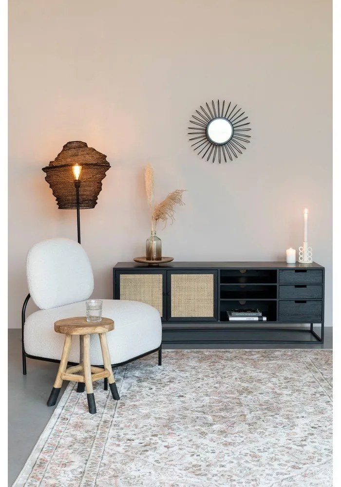 Черна ратанова маса за телевизор 38x55 cm Guuji - White Label