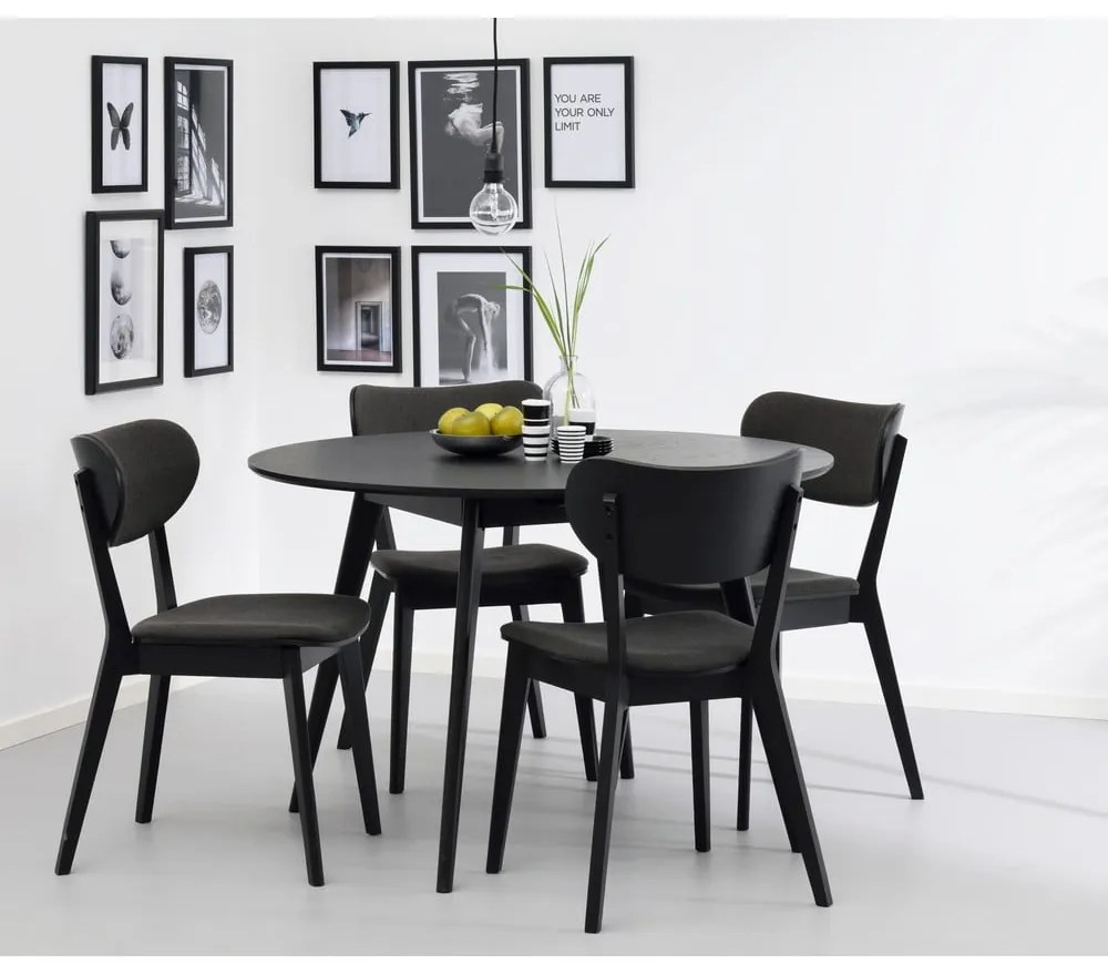 Трапезен стол от черен дъб с тъмносива седалка Cato - Rowico