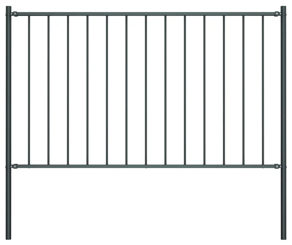Оградно пано с колове прахово боядисана стомана 1,7x0,75 м