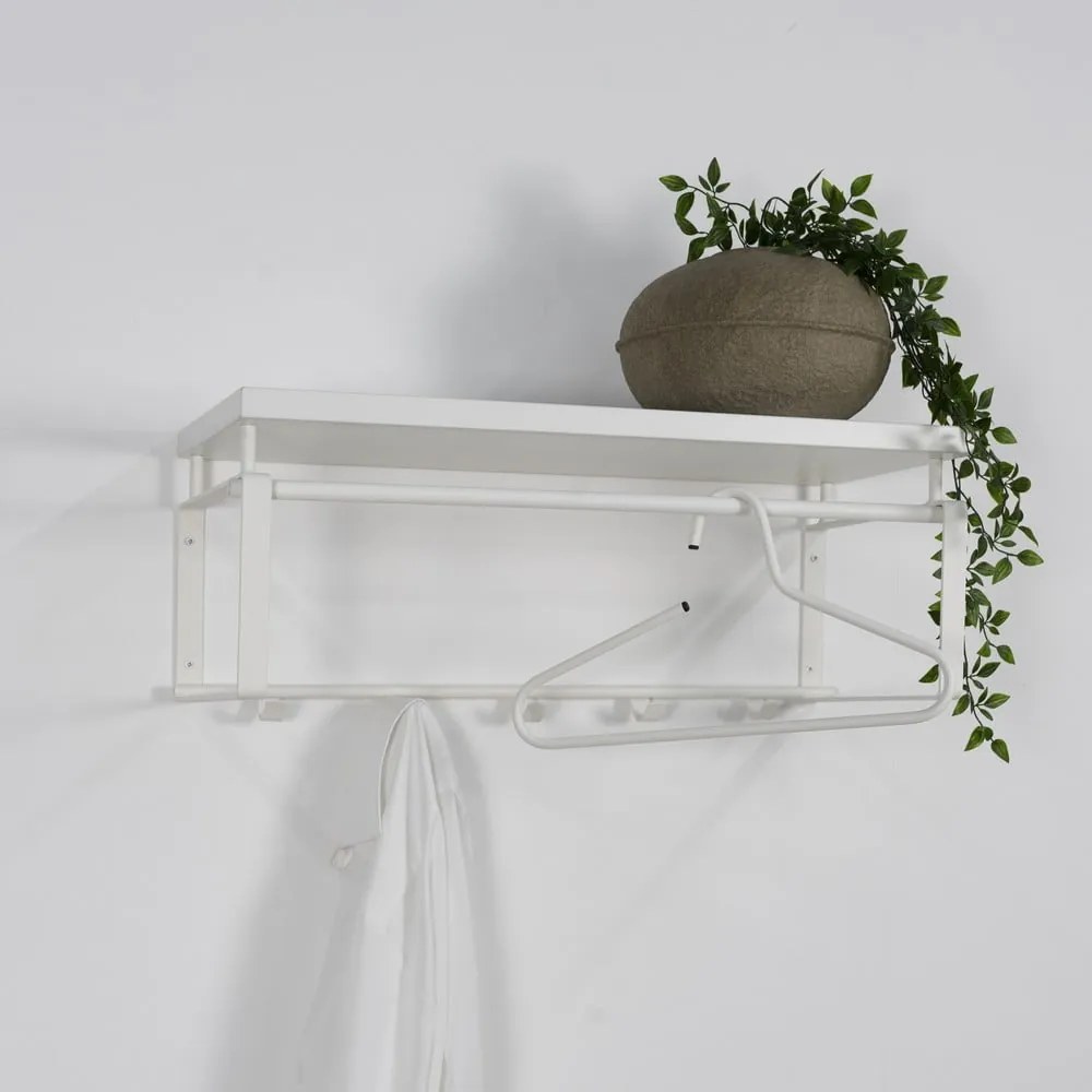 Бяла метална стенна закачалка с рафт 70 cm Rex – Spinder Design