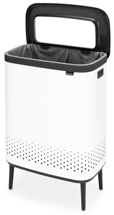 Кош за пране Brabantia Bo 1004176, 2x45 л, Пълнене без отваряне, Вентилационни отвори, Регулируеми крачета, Бял