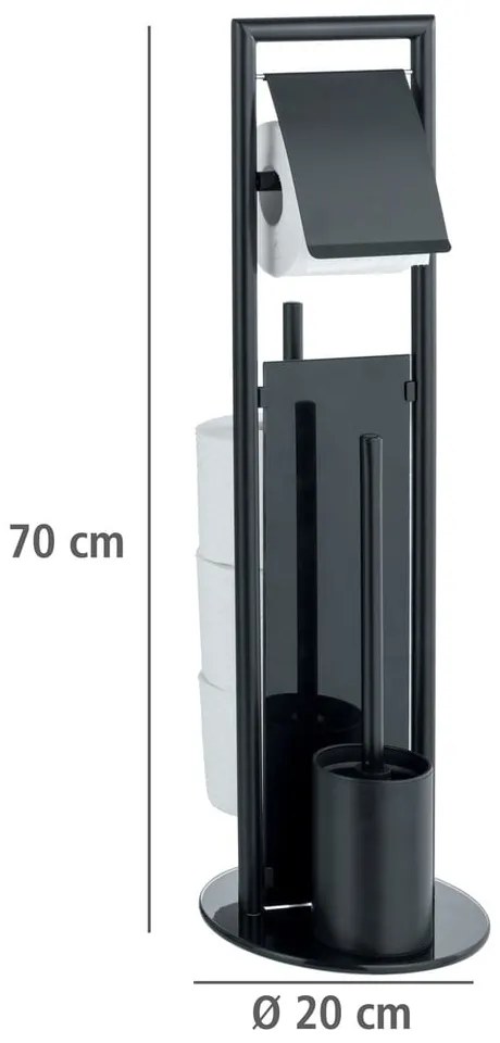 Черна поставка за тоалетна хартия стойка с четка от неръждаема стомана Ravina – Wenko