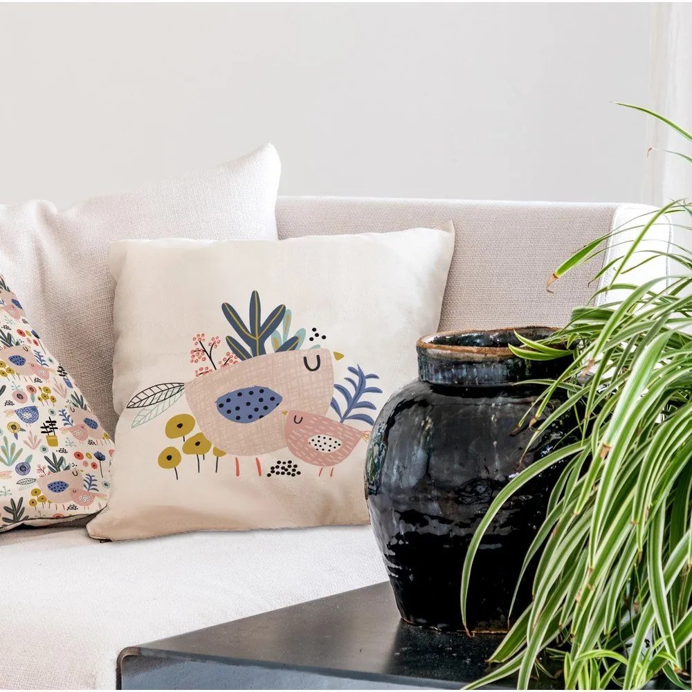 Памучна възглавница , 45 x 45 cm Bird Family - Butter Kings