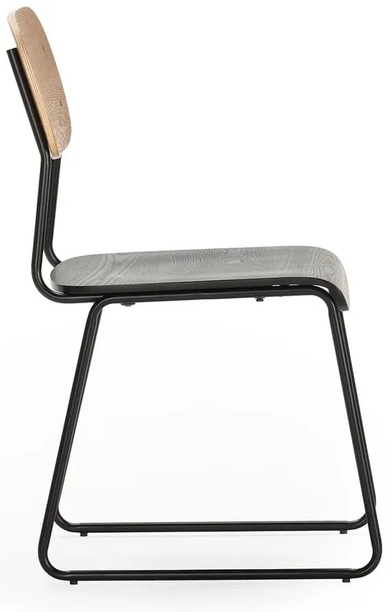 Трапезни столове в комплект от 2 бр. от декор от ясен в черен и естествен цвят Aira – Marckeric