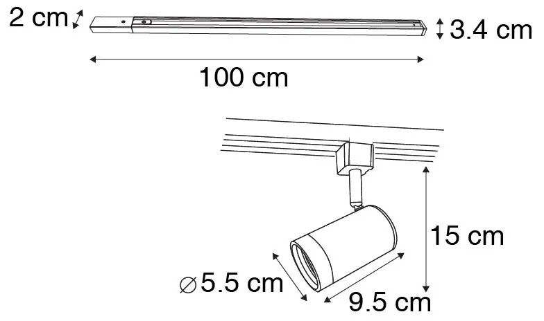 Модерна 1-фазна релсова система с 14 прожектори бяла - Jeana