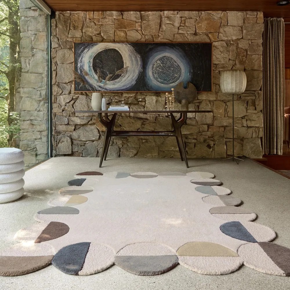 Сиво-бежов ръчно изработен вълнен килим 200x290 cm Mia Scallop Frame – Flair Rugs