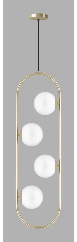 Висящо осветително тяло в златист цвят със стъклен абажур Club – Squid Lighting