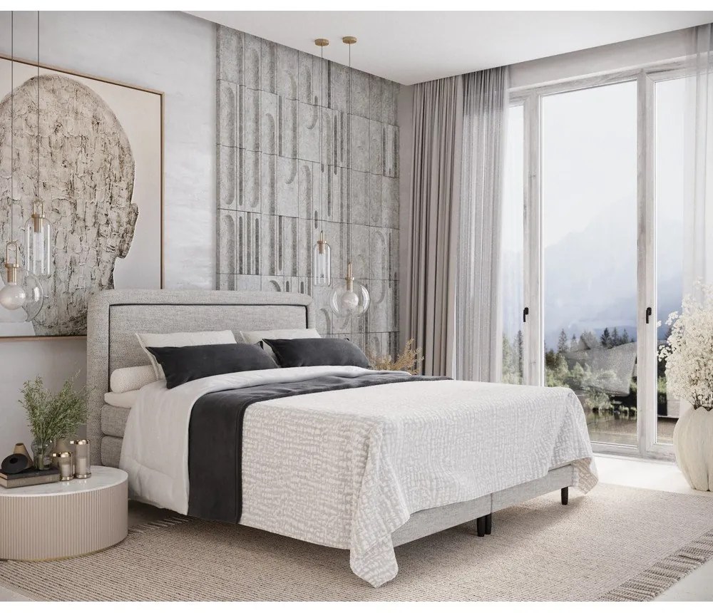 Светлосиво боксспринг легло 160x200 cm Dove – Maison de Rêve
