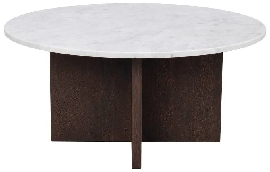 Кръгла масичка за кафе от бяло-кафяв мрамор 90x90 cm Brooksville - Rowico