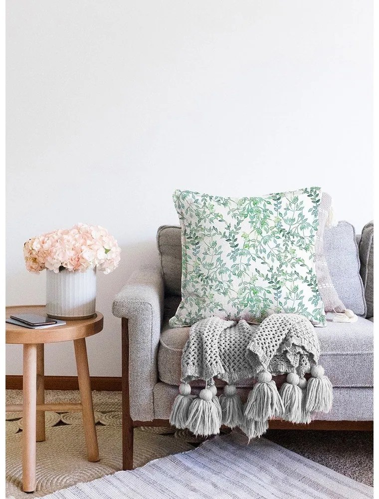 Бежово-зелена калъфка за възглавница от памучна смес Twiggy, 55 x 55 cm - Minimalist Cushion Covers