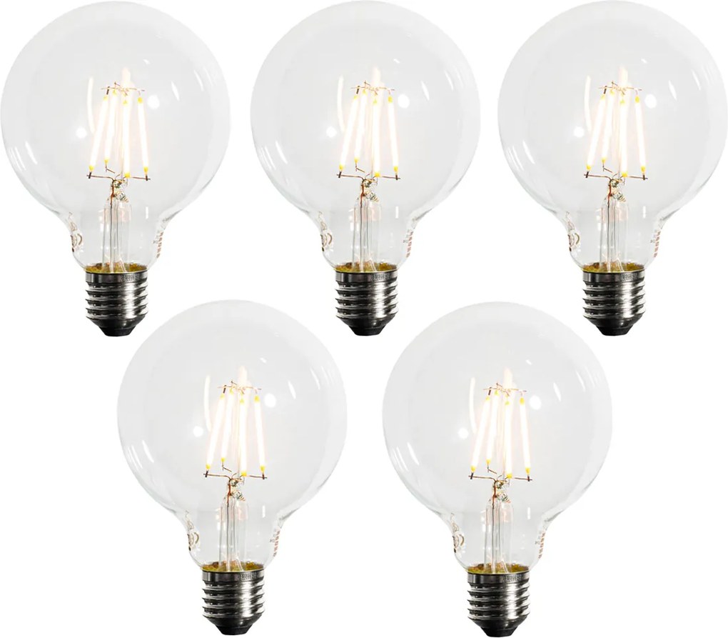 Комплект от 5 E27 Димируема LED крушка G95 5W 450lm 2200K