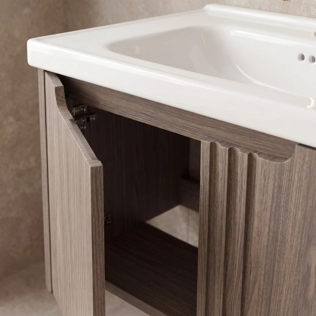 Шкаф за баня с мивка Rea Rivo DB86-60L-1 Dark 60cm