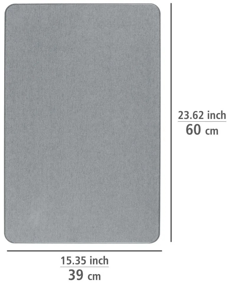 Сива диатомитена постелка за баня 60x39 cm Simi - Wenko