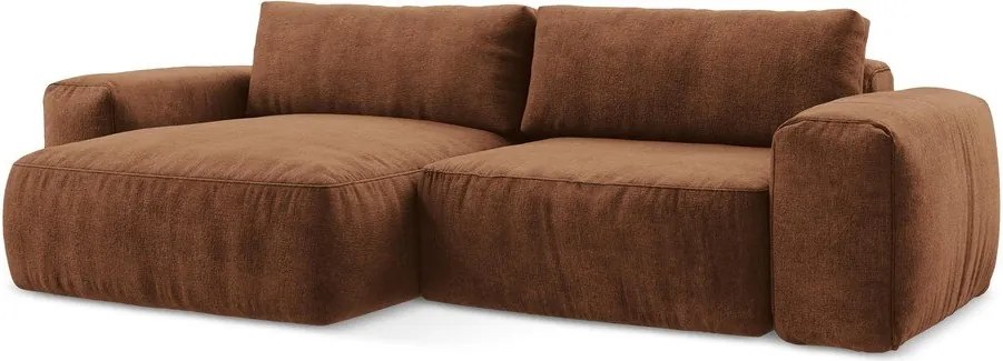 Теракотен шенилов сгъваем ъглов диван (ляв ъгъл) Kuki – Makamii