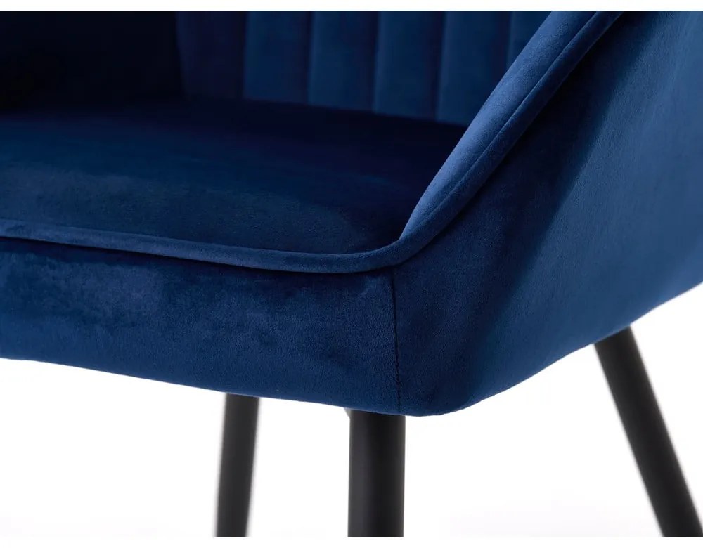 Тъмносини тапицирани трапезни столове в комплект с подлакътници 2 бр. Nolan Stripe – Unique Furniture