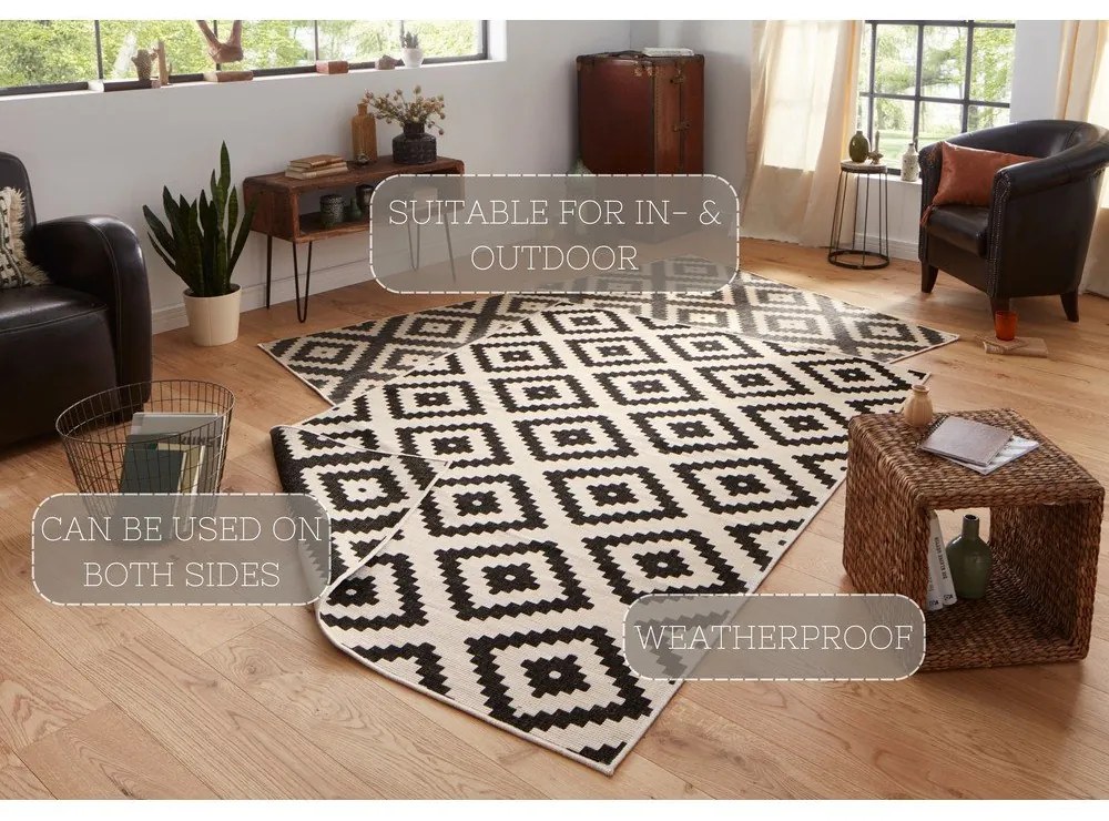 Черно-кремав килим за открито , 80 x 150 cm Malta - NORTHRUGS