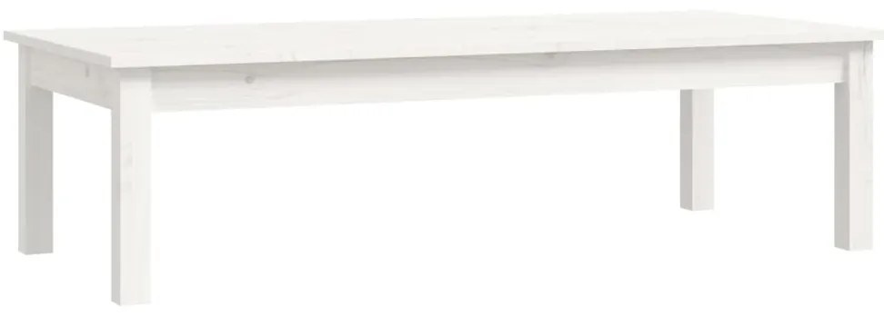 814235 vidaXL Кафе маса, бяла, 110x50x30 см, борово дърво масив