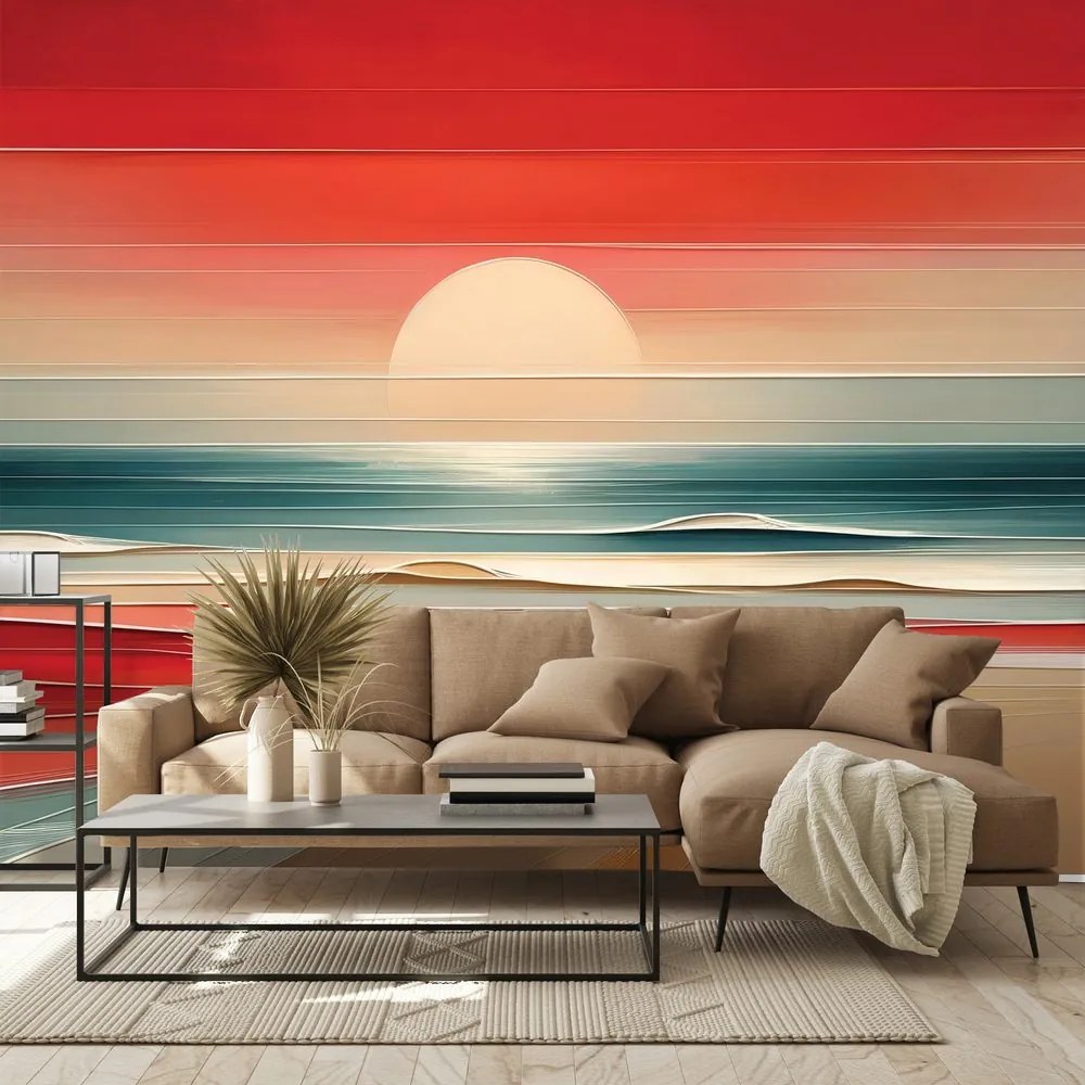 Самозалепващ тапет – Абстрактен залез над океана