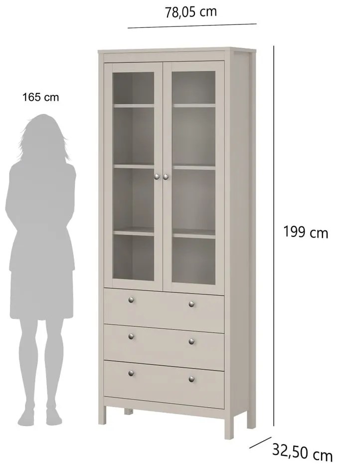 Сиво-бежова витрина 78x199x33 cm Madrid – Tvilum