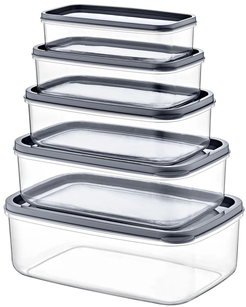 Комплект кутии за съхранение (5 броя), цвят Прозрачен