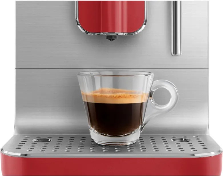 Еспресо машина SMEG Collezione BCC02RDMEU, 1350 W, 19 bar, 1.4 л, 8 функции, Вградена мелачка, Дюза за пара, Червен
